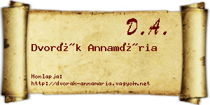 Dvorák Annamária névjegykártya